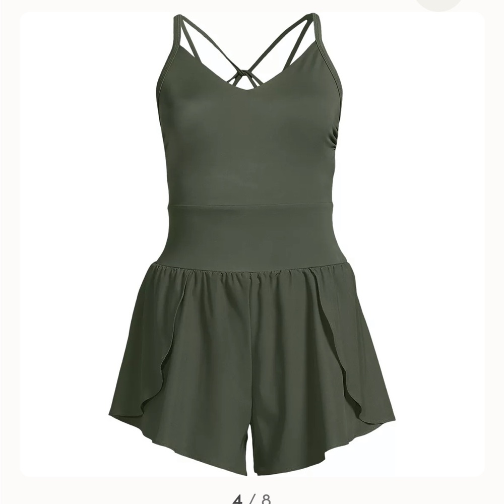 Lands End Tugless Strappy X-Back Romper Swimsuit - Picture 4 of 6